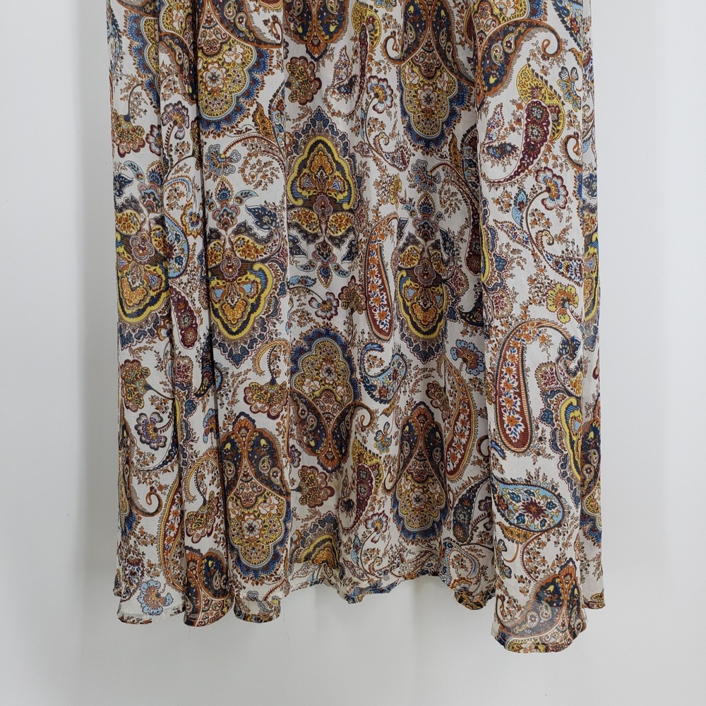 Signature Studio Paisley Boho Maxi Dress Sz Small Peasant Flutter Sleeve Brown - Picture 6 of 10